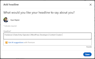 Snapshot of Linkedin profile headline.