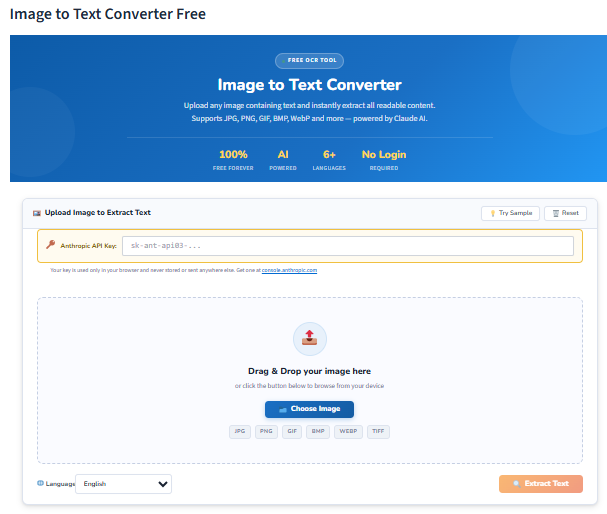 Image to text Converter Tool